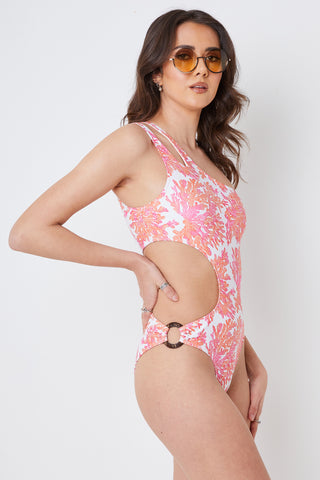 Twill Active Cut out Swimsuit - PINK