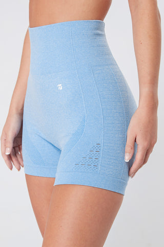 Twill Active Seamless Marl Laser cut Shorts - Blue