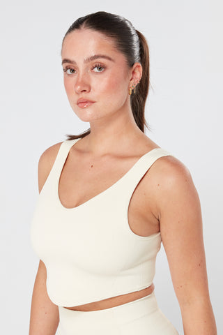 Bo+Tee Coral - Be The Best Ribbed Plunge Neck Sports Bra - Central
