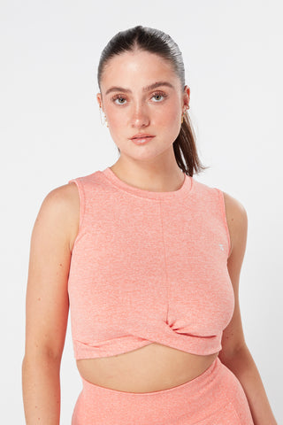 Twill Active Seamless Marl Laser cut Vest - Coral