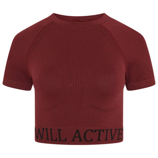 Vora Panel Recycled Seamless Crop Top – Burgundy - Twill Active