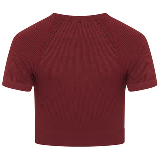 Vora Panel Recycled Seamless Crop Top – Burgundy - Twill Active