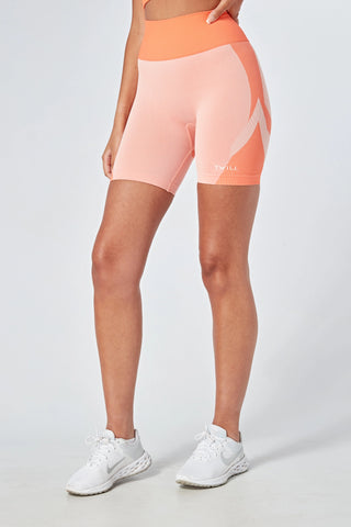 Short Cycliste Twill Active Recycled Color Block Body Fit - Corail