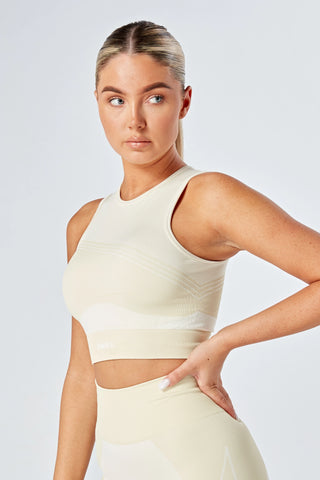 Twill Active Recycled Color Block Body Fit Racer Crop Top - Pierre
