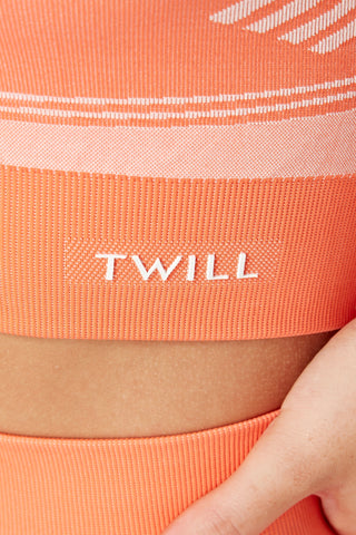 Twill Active Recycled Colour Block Body Fit Seamless Sports Bra - Coral