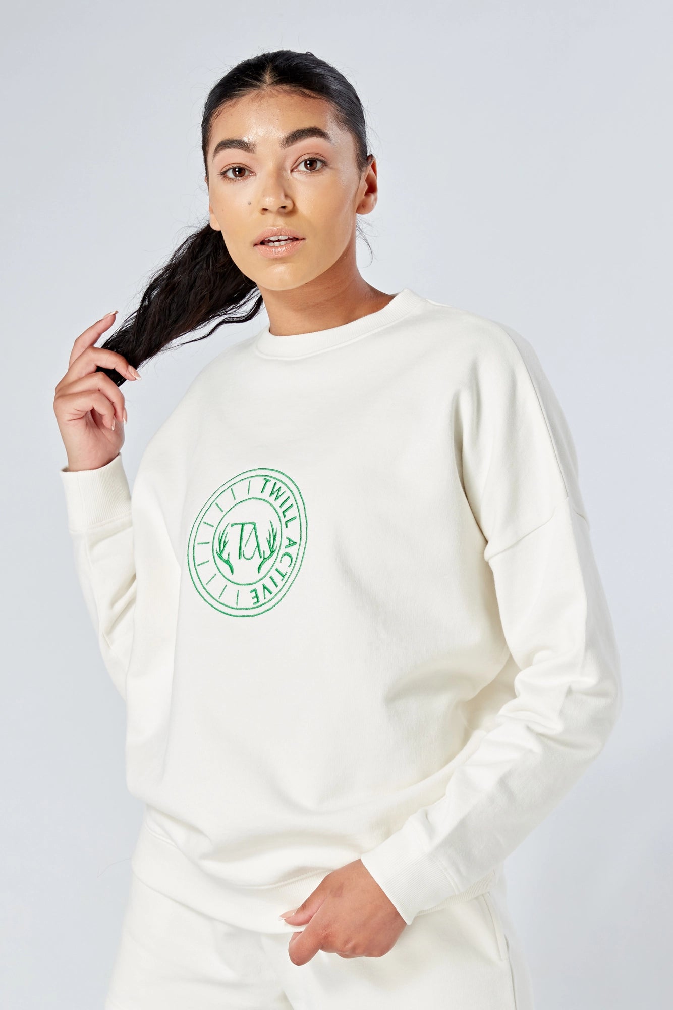 Twill Active Essentials Oversized Crewneck Sweatshirt White