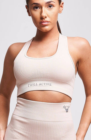 Nomex Recycled Rib Racer Sports Bra – Mink - Twill Active