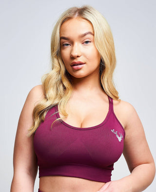 Boundless Recycled Strappy Sports Bra - Burgundy - Twill Active