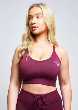 Boundless Recycled Strappy Sports Bra - Burgundy - Twill Active
